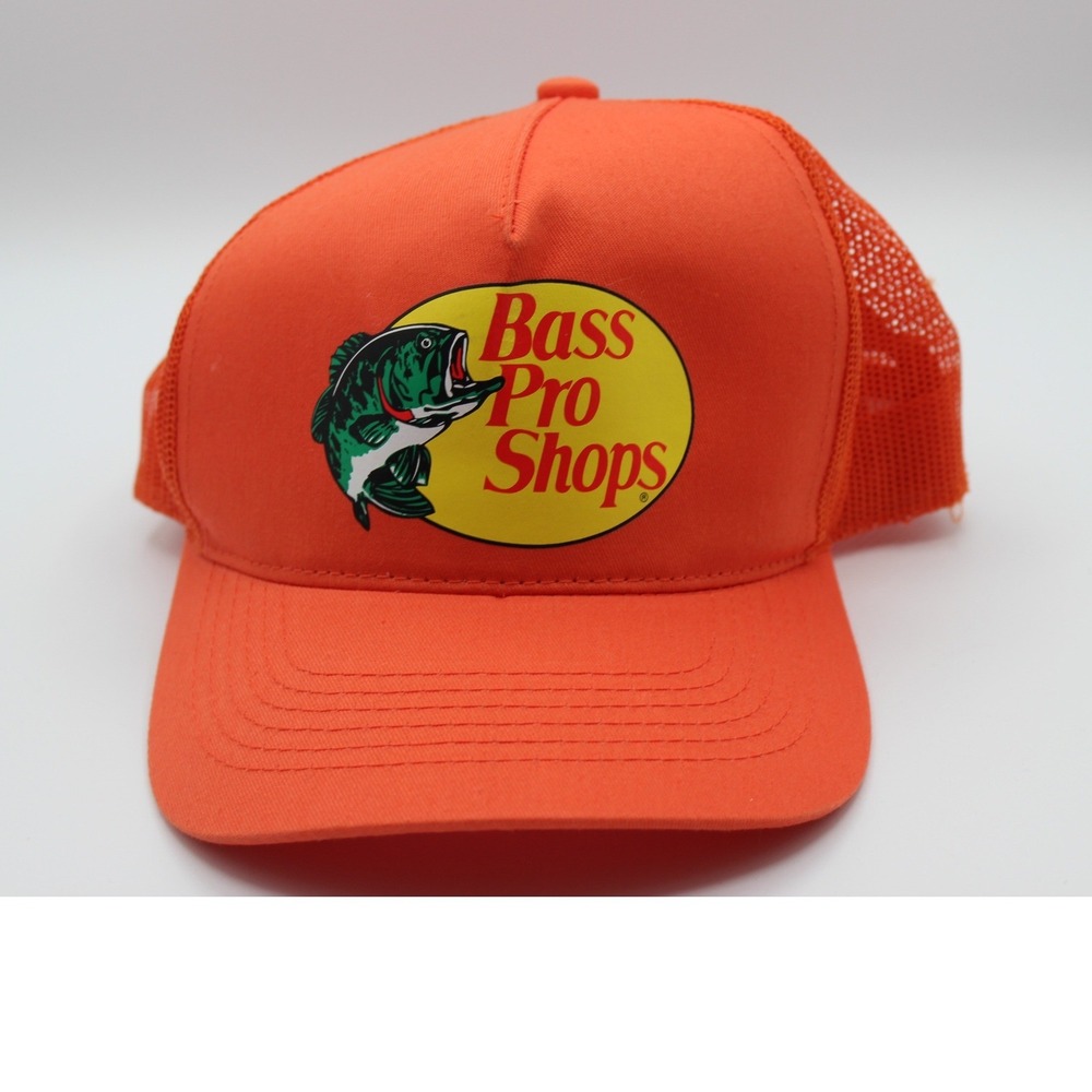 Bass Pro Shops Mesh Trucker Hat Blaze Orange Fishing Snapback Cap One Size